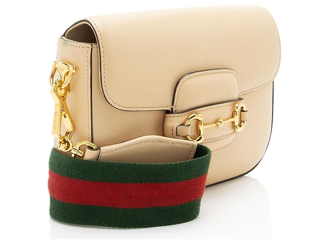 Mini borsa a tracolla Gucci Leather Horsebit 1955 Marrone Beige - vista 2