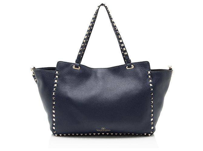 Valentino Garavani Bolso Tote Rockstud de cuero Valentino Medium Azul - vista 3
