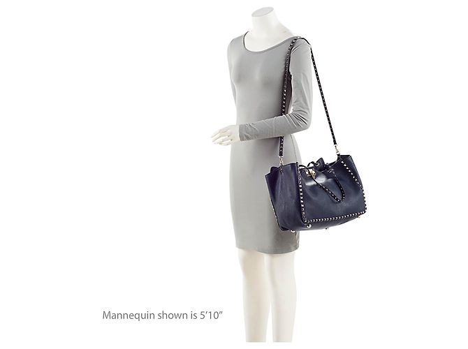 Valentino Garavani Bolso Tote Rockstud de cuero Valentino Medium Azul - vista 5