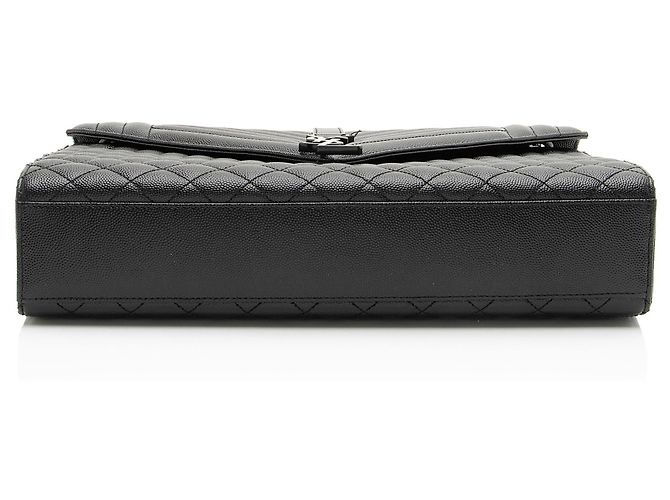 Borsa a Spalla Large Mixed Matelasse Grain de Poudre Monogram Saint Laurent Nero - vista 4