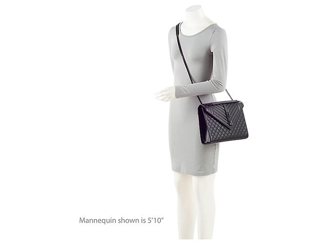 Borsa a Spalla Large Mixed Matelasse Grain de Poudre Monogram Saint Laurent Nero - vista 5