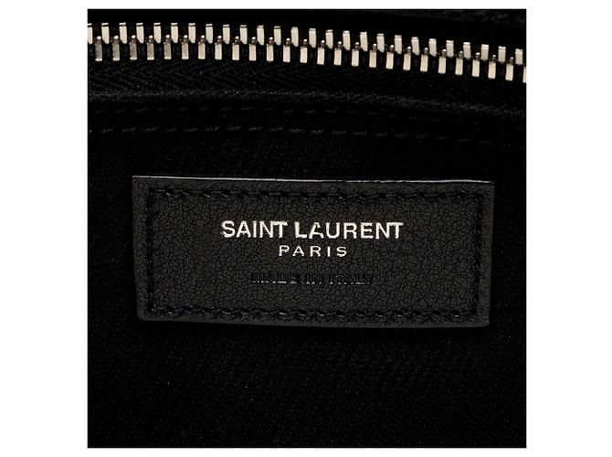 Saint Laurent Canvas Calfskin Rive Gauche Large Tote Schwarz - Ansicht 8