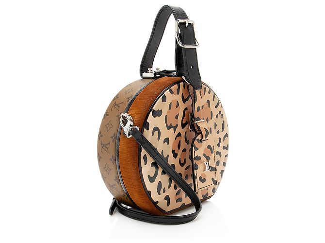 Borsa a Spalla Louis Vuitton Reverse Monogram Leopard Petite Boite Chapeau Nero - vista 2