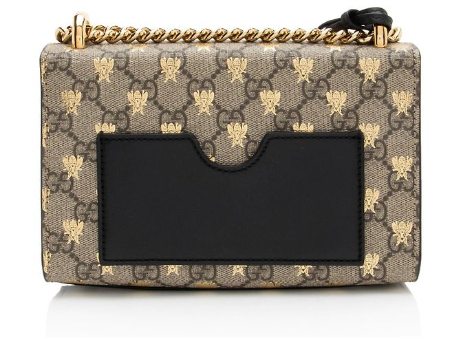Piccola borsa a tracolla Gucci GG Supreme Bee Padlock Marrone Beige - vista 3