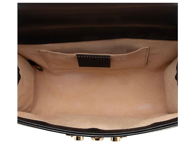 Piccola borsa a tracolla Gucci GG Supreme Bee Padlock Marrone Beige - vista 7
