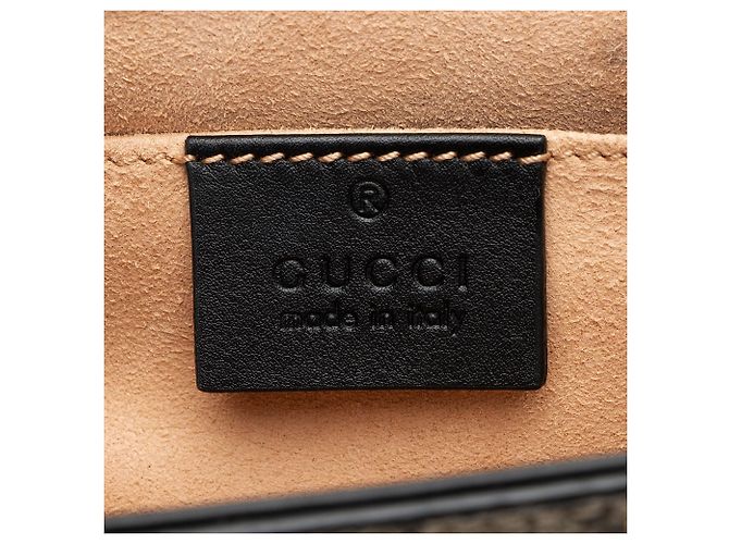 Piccola borsa a tracolla Gucci GG Supreme Bee Padlock Marrone Beige - vista 8