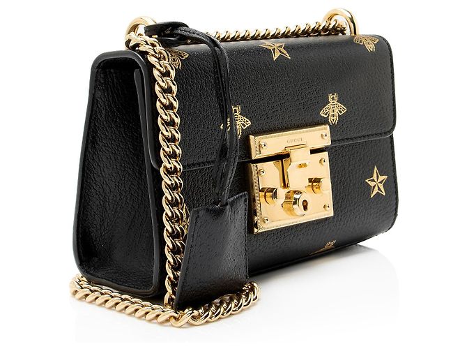 Padlock Gucci Mini-Schultertasche aus Leder mit Bienen- und Stern-Schloss Schwarz - Ansicht 2