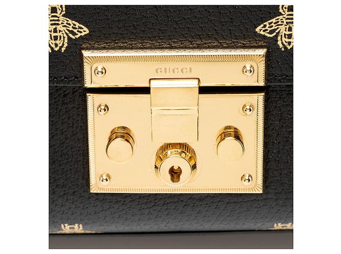 Padlock Gucci Mini-Schultertasche aus Leder mit Bienen- und Stern-Schloss Schwarz - Ansicht 9