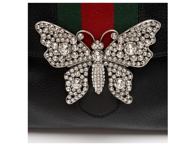 Bolsa Linea Totem de couro e cristal com borboleta Gucci Preto - vista 10