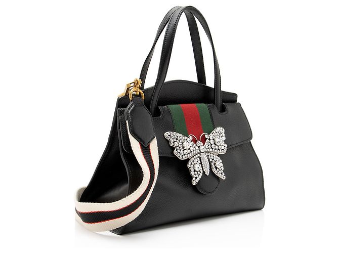 Bolsa Linea Totem de couro e cristal com borboleta Gucci Preto - vista 2