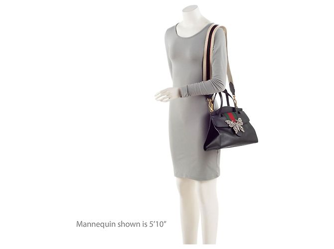Bolsa Linea Totem de couro e cristal com borboleta Gucci Preto - vista 5