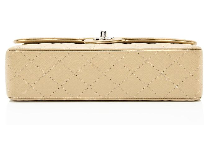 Gabrielle Borsa Chanel Classic Double Flap Medium in pelle Caviar Marrone Beige - vista 4