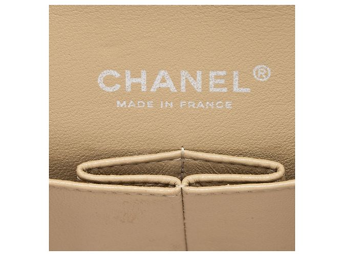 Gabrielle Borsa Chanel Classic Double Flap Medium in pelle Caviar Marrone Beige - vista 8