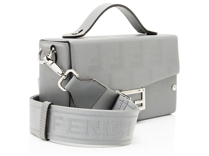Borsa Fendi FF Shadow Vitello Soft Trunk Baguette Grigio - vista 2