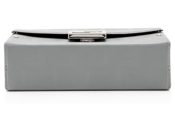 Borsa Fendi FF Shadow Vitello Soft Trunk Baguette Grigio - vista 4