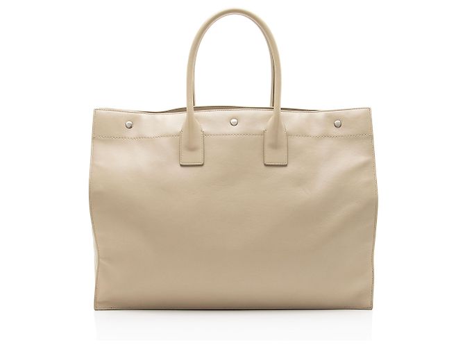 Saint Laurent Rive Gauche Großer Tote aus Kalbsleder Braun Beige - Ansicht 3