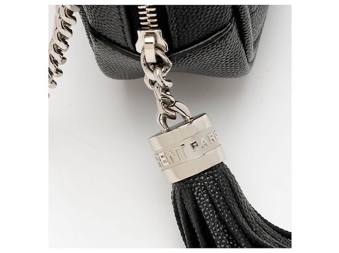 Mini borsa a tracolla Saint Laurent Matelasse Grain de Poudre Monogram Lou Nero - vista 10