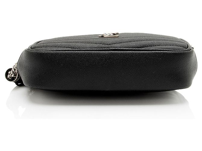 Mini borsa a tracolla Saint Laurent Matelasse Grain de Poudre Monogram Lou Nero - vista 4