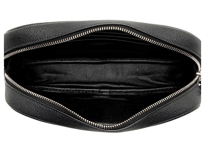 Mini borsa a tracolla Saint Laurent Matelasse Grain de Poudre Monogram Lou Nero - vista 7
