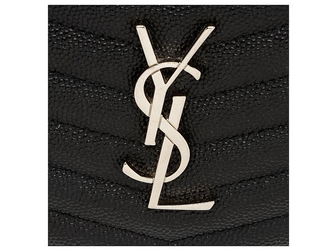 Mini borsa a tracolla Saint Laurent Matelasse Grain de Poudre Monogram Lou Nero - vista 9