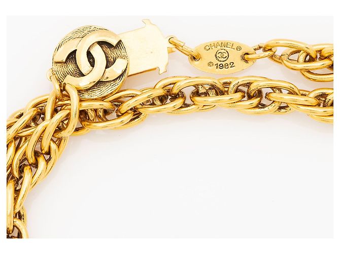 Gabrielle Collana a catena CC Vintage Chanel D'oro Metallico - vista 3