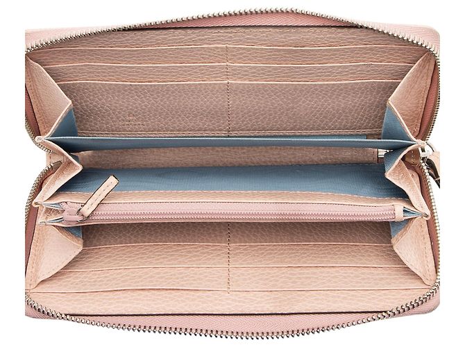 Portafoglio Gucci Leather GG Marmont con zip a giro Rosa - vista 5