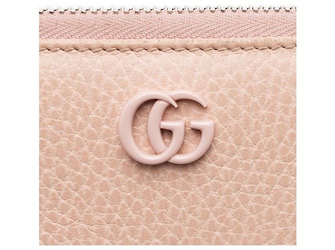 Portafoglio Gucci Leather GG Marmont con zip a giro Rosa - vista 7