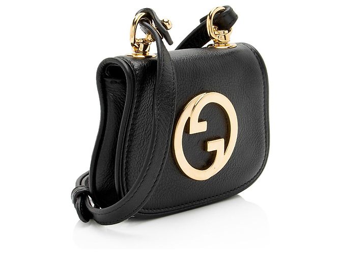 Tarjetero Blondie de piel Gucci con correa Negro - vista 2