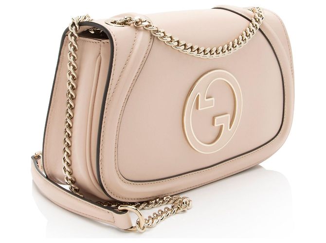 Borsa a tracolla Gucci Leather Blondie Chain Medium Rosa - vista 2
