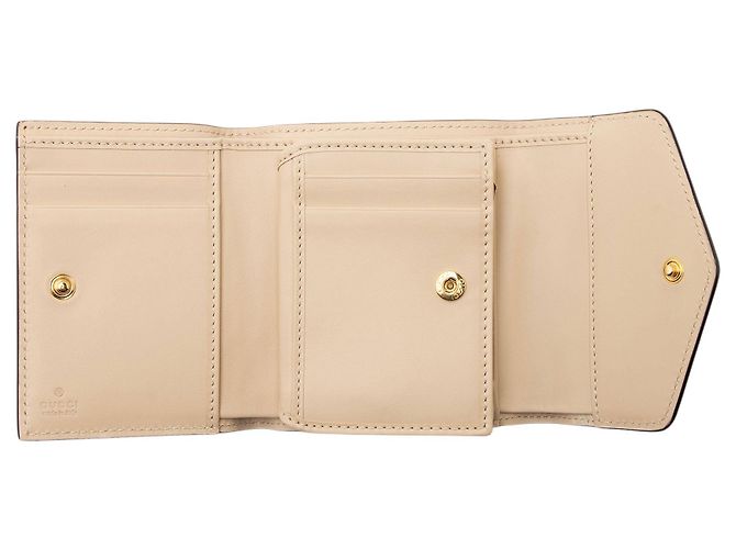 Cartera tríptico de cuero Jumbo GG Gucci Castaño Beige - vista 5