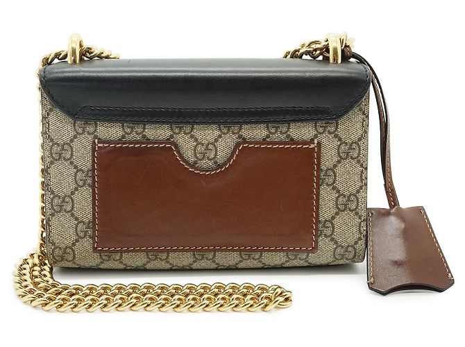 Borsa a tracolla in tessuto Gucci Padlock Marrone Beige - vista 3