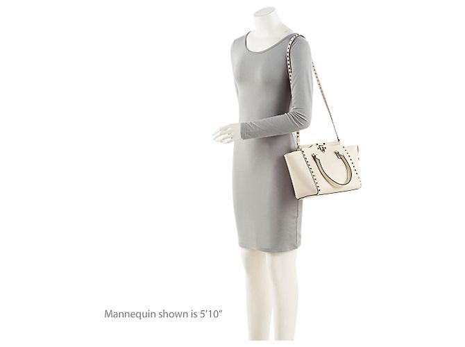 Valentino Garavani Sacote pequeno Valentino Rockstud de couro de bezerro com alça dupla Branco - vista 5