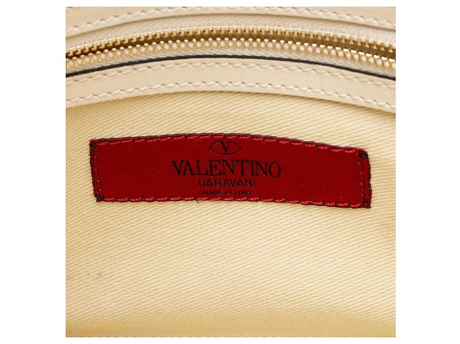 Valentino Garavani Sacote pequeno Valentino Rockstud de couro de bezerro com alça dupla Branco - vista 7