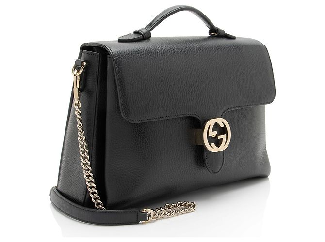 Borsa a mano e a spalla media in pelle di vitello con Interlocking G Gucci Nero - vista 2