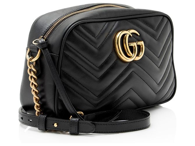Borsa Gucci Matelasse Leather GG Marmont Small Camera Bag Nero - vista 2