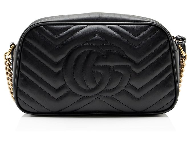Borsa Gucci Matelasse Leather GG Marmont Small Camera Bag Nero - vista 3