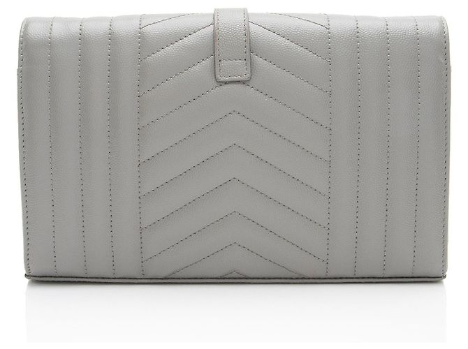 Cartera con cadena Monogram Matelassé Grain de Poudre Mixta Saint Laurent Gris - vista 3