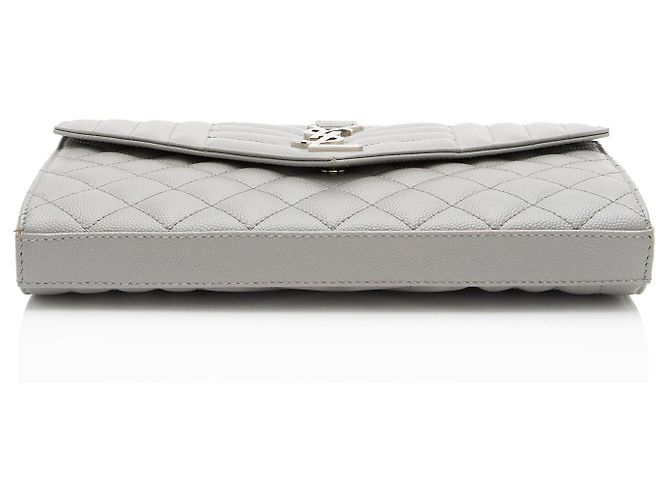 Cartera con cadena Monogram Matelassé Grain de Poudre Mixta Saint Laurent Gris - vista 4