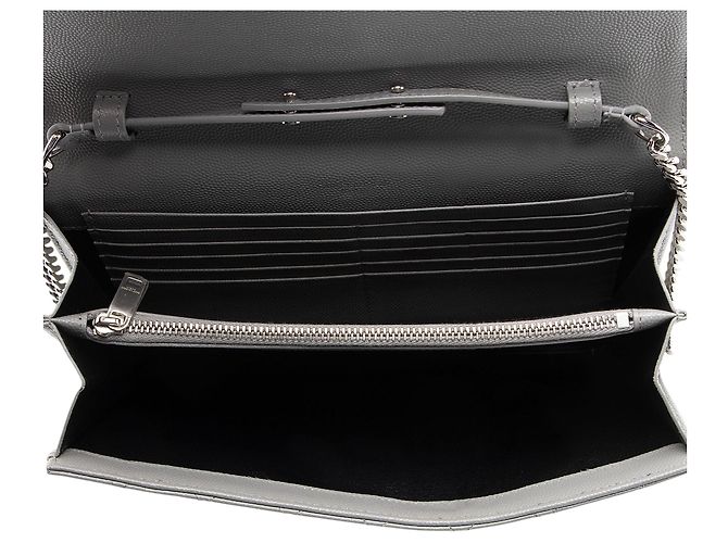Cartera con cadena Monogram Matelassé Grain de Poudre Mixta Saint Laurent Gris - vista 7
