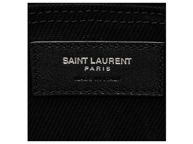 Tote Large Rive Gauche em canvas e couro de vitelo Saint Laurent Preto - vista 8