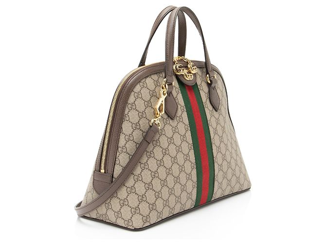 Borsa Gucci GG Supreme Ophidia Dome Medium Marrone Beige - vista 2