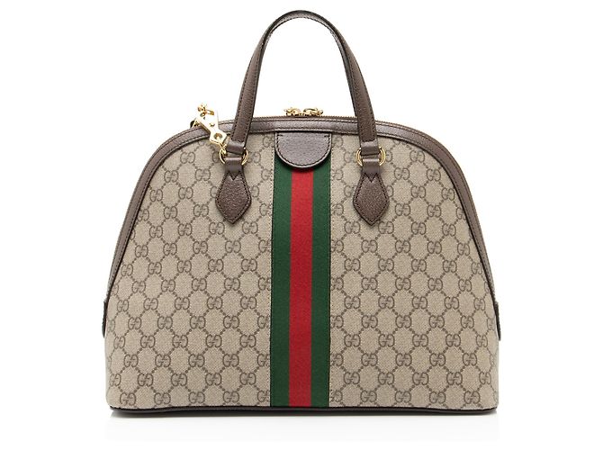 Borsa Gucci GG Supreme Ophidia Dome Medium Marrone Beige - vista 3