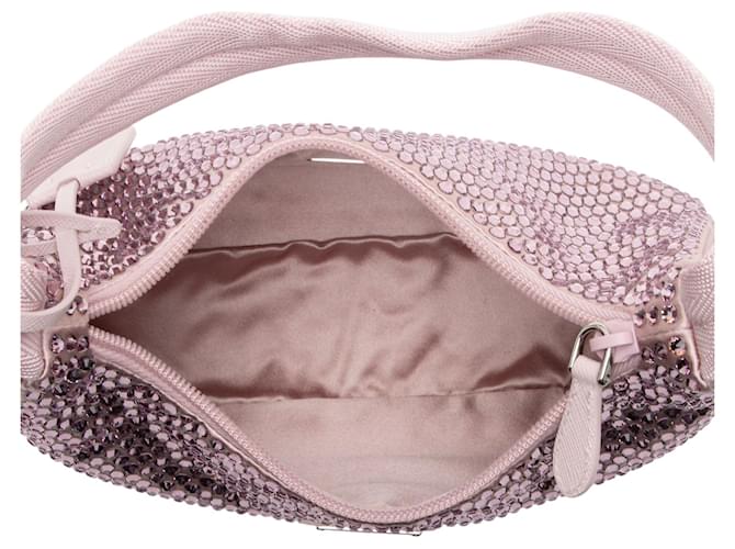 Mini borsa Prada Satin Crystal Re-Edition 2000 Rosa - vista 6