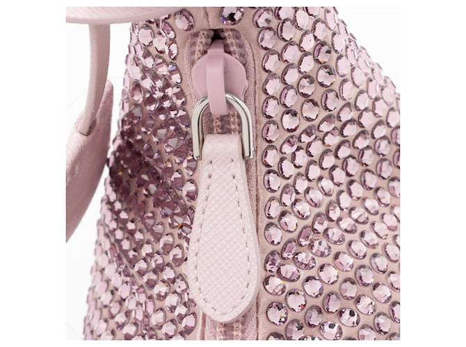 Mini borsa Prada Satin Crystal Re-Edition 2000 Rosa - vista 9