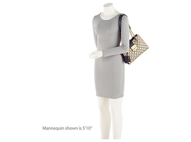 Tote Small Gucci GG Supreme Bees Padlock Marrone Beige - vista 5