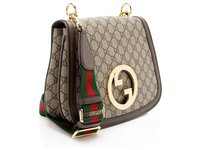 Borsa a Spalla Gucci GG Supreme Blondie Medium Marrone Beige - vista 2