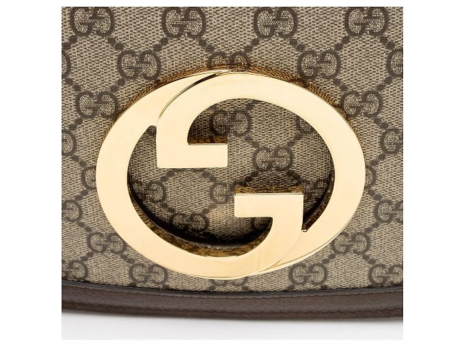 Borsa a Spalla Gucci GG Supreme Blondie Medium Marrone Beige - vista 9