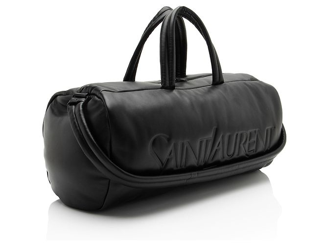 Borsa duffle Saint Laurent in agnello con logo Nero - vista 2
