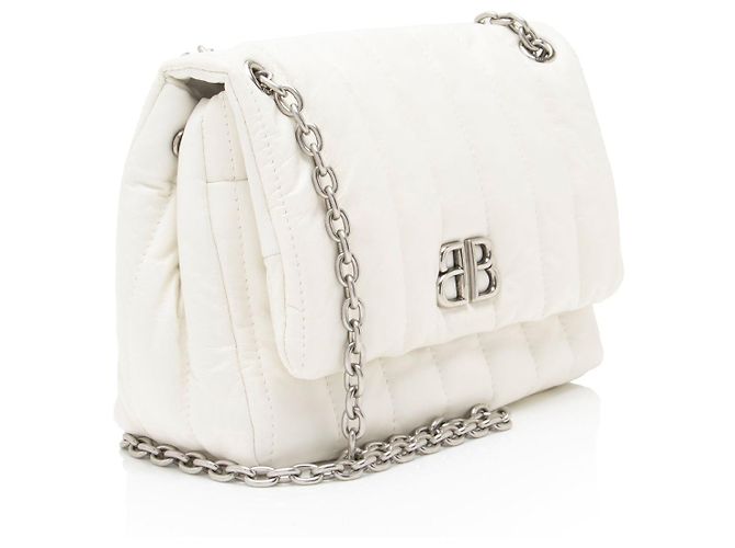 Bolsa de ombro mini Monaco em couro acolchoado Balenciaga Branco - vista 2