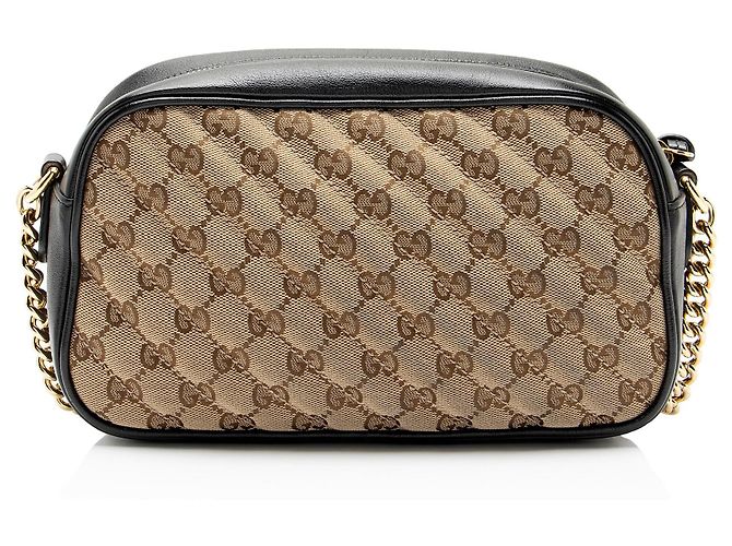 Sac bandoulière petit Gucci Matelasse GG Canvas GG Marmont Marron Beige - vue 3